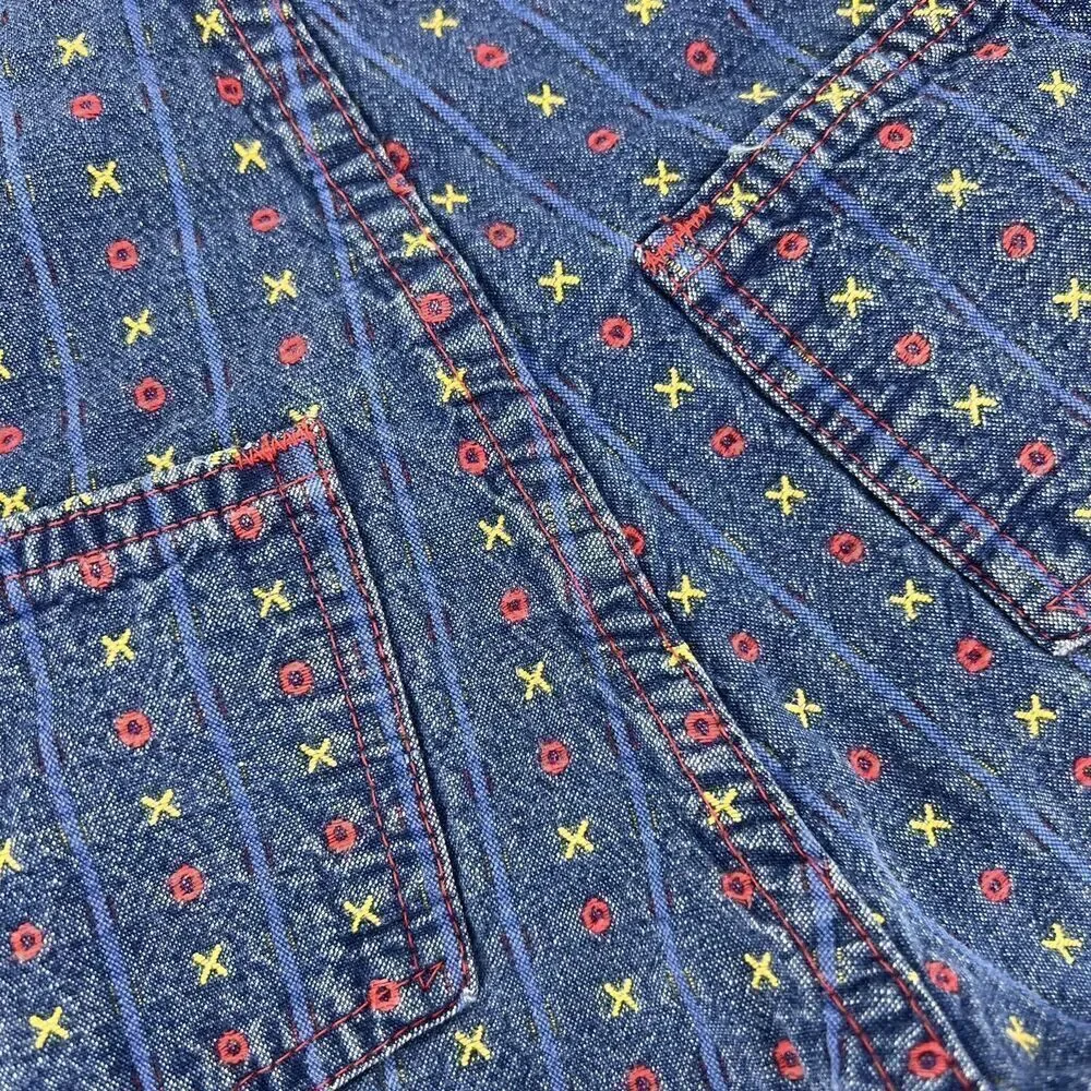 Vtg 80s Oshkosh Vestbak 3/6 Months Blue Denim XO Embroidered Cotton Overalls USA
